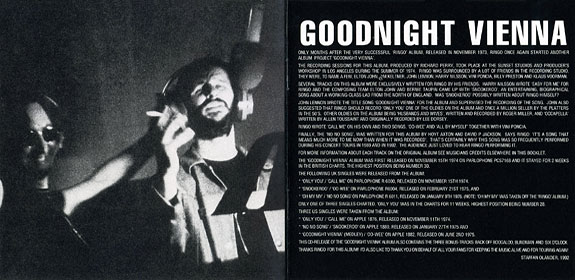 Original UK CD-edition of GOODNIGHT VIENNA album by Parlophone – booklet, pages 2-3