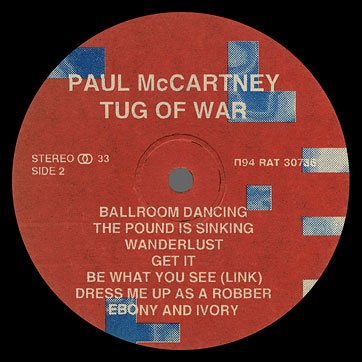 Paul McCartney - TUG OF WAR (Santa П94 30736) - label side 2