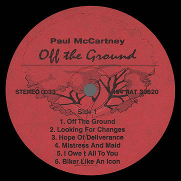Paul McCartney - OFF THE GROUND (Santa П94 RAT 30820) – label, side 1