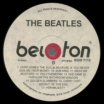The Beatles - ABBEY ROAD (Beloton RGM 7115) – label, side 2