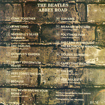 The Beatles - ABBEY ROAD (Beloton RGM 7115) – sleeve, back side