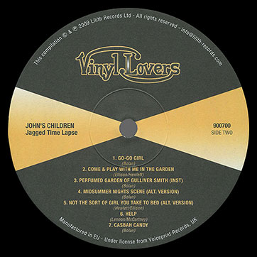 John's Children – JAGGED TIME LAPSE (Lilith Records Ltd / Vinyl Lovers 900700) – label, side 2