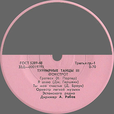 Оркестр лёгкой музыки эстонского радио – ТУРНИРНЫЕ ТАНЦЫ III или VÕISTLUSTANTSUD III - логотип издания, сторона 1