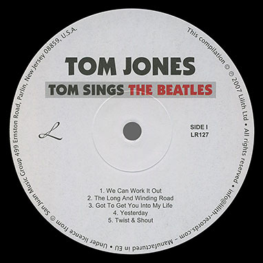 Tom Jones – TOM SINGS THE BEATLES (Lilith Ltd LR127) – label, side 1