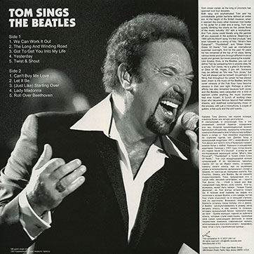 Tom Jones – TOM SINGS THE BEATLES (Lilith Ltd LR127) – sleeve, back side