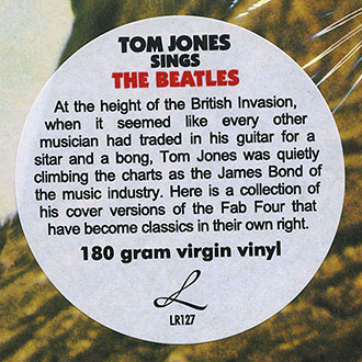 TTom Jones – TOM SINGS THE BEATLES (Lilith Ltd LR127) − sealed edition, front side – round sticker in the right upper corner