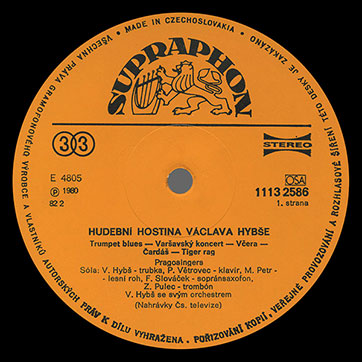 Vatslav Gibsh and his orchestra – Hudebnĺ hostina Václava Hybše (Supraphon 1113 2586) – label (var. orange-2), side 1