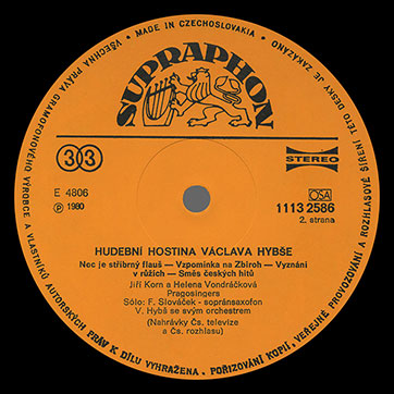 Vatslav Gibsh and his orchestra – Hudebnĺ hostina Václava Hybše (Supraphon 1113 2586) – label (var. orange-2), side 2