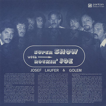 Josef Laufer & GOLEM band – SUPER SHOW WITH ROCKIN' JOE (Panton 8113 0263) - LP-size insert (var. 1), front side