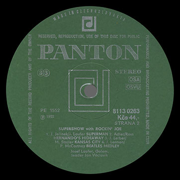 Josef Laufer & GOLEM band – SUPER SHOW WITH ROCKIN' JOE (Panton 8113 0263) – label (var. green-3), side 2