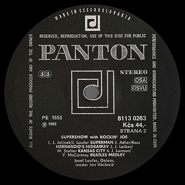 Josef Laufer & GOLEM band – SUPER SHOW WITH ROCKIN' JOE (Panton 8113 0263) – label (var. black-4), side 2
