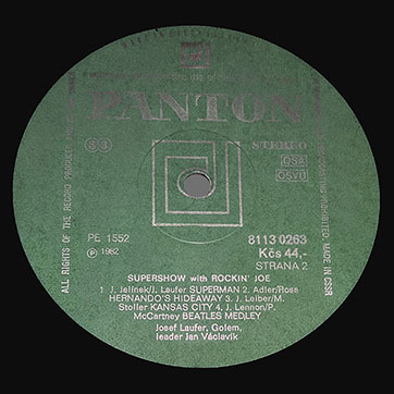 Josef Laufer & GOLEM band – SUPER SHOW WITH ROCKIN' JOE (Panton 8113 0263) – label (var. green-1), side 2