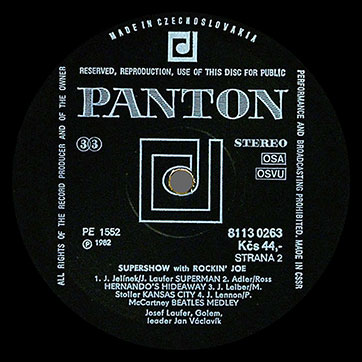 Josef Laufer & GOLEM band – SUPER SHOW WITH ROCKIN' JOE (Panton 8113 0263) – label (var. black-2), side 2