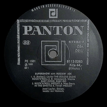 Josef Laufer & GOLEM band – SUPER SHOW WITH ROCKIN' JOE (Panton 8113 0263) – label (var. black-3), side 1
