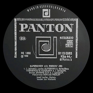 Josef Laufer & GOLEM band – SUPER SHOW WITH ROCKIN' JOE (Panton 8113 0263) – label (var. black-3), side 2