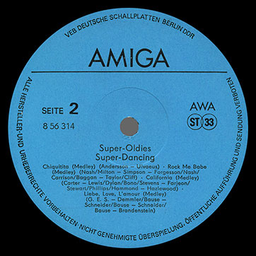 G.E.S. studio band – Super Oldies, Super Dancing (Amiga 8 56 314) – label (var. blue-1), side 2