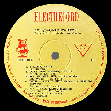 Unknown artist – Noi Șlagǎre Engleze or Hit Parade 2 (Electrecord EDE 0447) – label (var. yellow-1), side 2