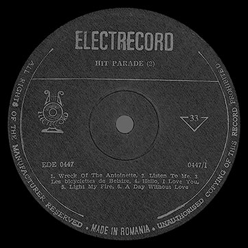 Unknown artist – Noi Șlagǎre Engleze or Hit Parade 2 (Electrecord EDE 0447) – label (var. black-1), side 1