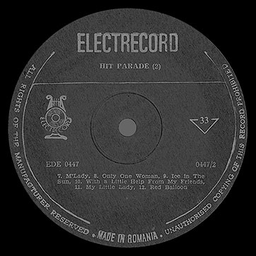 Unknown artist – Noi Șlagǎre Engleze or Hit Parade 2 (Electrecord EDE 0447) – label (var. black-1), side 2