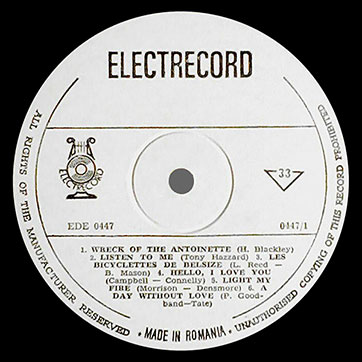 Unknown artist – Noi Șlagǎre Engleze or Hit Parade 2 (Electrecord EDE 0447) – label (var. white-3), side 1