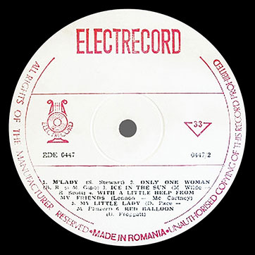Unknown artist – Noi Șlagǎre Engleze or Hit Parade 2 (Electrecord EDE 0447) – label (var. white-2), side 2