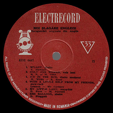 Unknown artist – Noi Șlagǎre Engleze or Hit Parade 2 (Electrecord EDE 0447) – label (var. red-brown-1), side 2