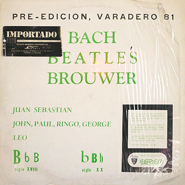 De Bach a Los Beatles, Leo Brouwer, guitarrista (Areito LD-3876) - sleeve (var. 2), front side