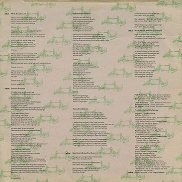 Paul McCartney and Wings – LONDON TOWN (EMI / Parlophone PAS 10012 - India) – picture/lyrics inner sleeve (var. 1), back side