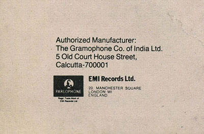 Paul McCartney – Press To Play (EMI / Parlophone PCSD 103 - India) - sleeve (var. 1), back side – fragment (left lower corner)