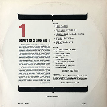 Alan Caddy Orchestra & Singers – England's top 20 smash hits - 1 (Pronit SXL 1026 or SX 1026) - sleeve (var. 1a), back side