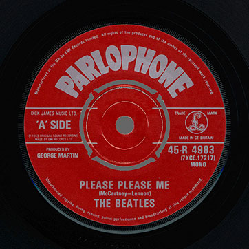 The Beatles – Please Please Me / Ask Me Why (Parlophone 45-R 4983) – label (push-out center), side A