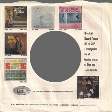 Colored Standard Sleeves with records advertisement Type 8A, back side