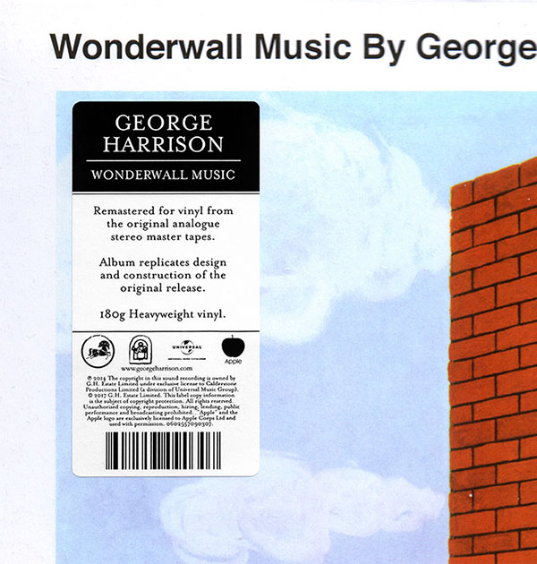 George Harrison - Wonderwall Music (Universal 0602557090307) – sticker on shrink wrap separate LP which was sold outside box