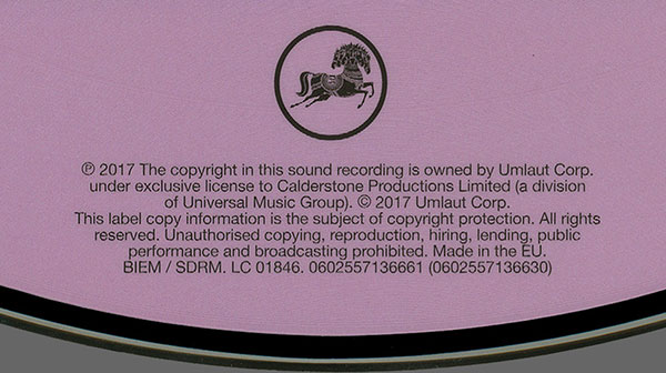 George Harrison - 2 collector's picture discs (Umlaut Corp. 0602557136630) – picture disc # 1, back side (fragment)