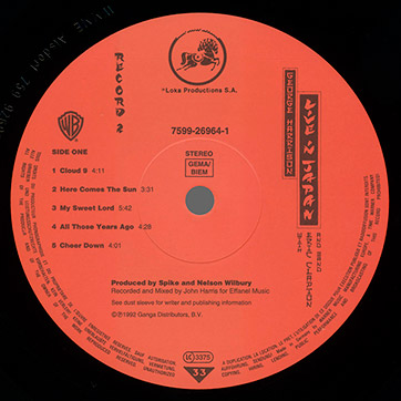 George Harrison - Live In Japan (Dark Horse / Warner Bros. 7599-26964-1) – label of record 2, side 1