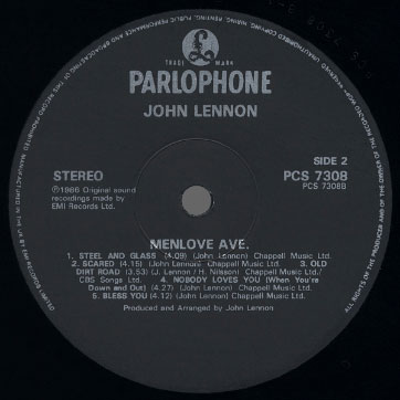 John Lennon - Menlove Ave. (Parlophone PCS 7308) − label, side 2