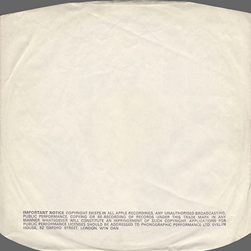 Ringo Starr - RINGO (Apple Records PCTC 252) – inner sleeve (var. 1) by Apple Records, front side