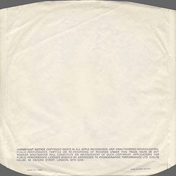 Ringo Starr - RINGO (Apple Records PCTC 252) – inner sleeve (var. 1) by Apple Records, back side