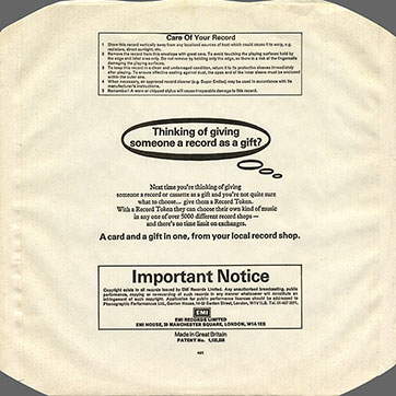 Ringo Starr - BLAST FROM YOUR PAST (Music For Pleasure MFP 50524) – custom inner sleeve, back side