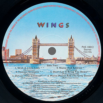 Paul McCartney and Wings - LONDON TOWN (Parlophone PAS 10012) – label, side 2