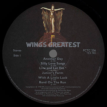 Paul McCartney and Wings - WINGS GREATEST (Parlophone PCTC 256) – label, side 1