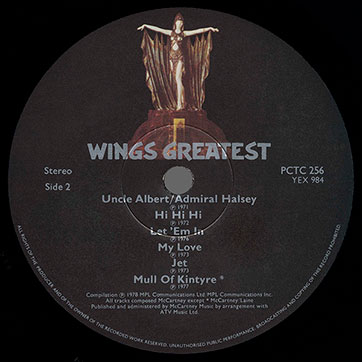 Paul McCartney and Wings - WINGS GREATEST (Parlophone PCTC 256) – label, side 2