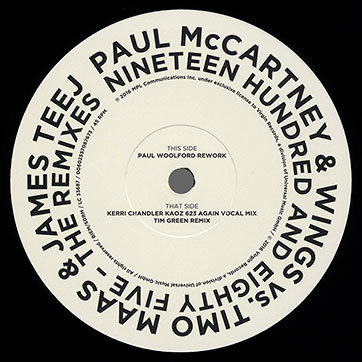 Paul McCartney and Wings vs. Timo Maas and James Teej – Nineteen Hundred and Eighty Five - The remixes (Virgin 0602557087673) – label, side A