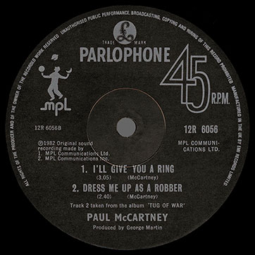 Paul McCartney – Take It Away // I'll Give You A Ring / Dress Me Up As A Robber (Parlophone 12R 6056) – label, side B