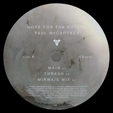 Paul McCartney – Hope For The Future (Hear Music HRM-36718-01) – label, side A
