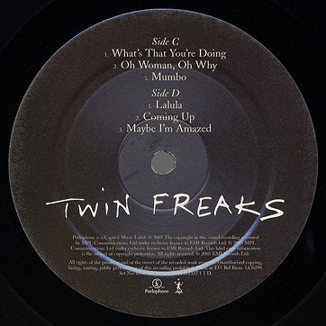 Twin Freaks (a.k.a. Paul McCartney and Freelance Hellraiser) - TWIN FREAKS (Parlophone 311 3001) – label LP 2, side 2