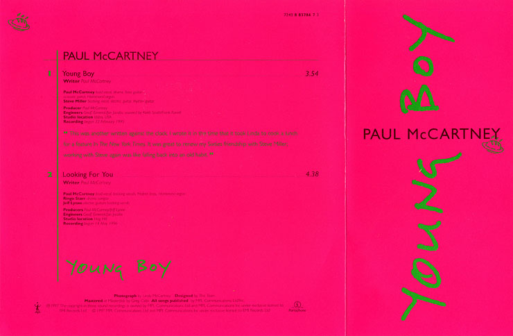 Paul McCartney - Young Boy (Parlophone RP 6462) UK picture single – semi-gatefold sleeve, front and back sides