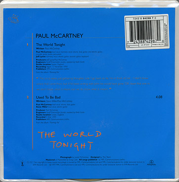 Paul McCartney - The World Tonight (Parlophone RP 6472) UK picture single – sleeve and picture disc in plastic bag, back side