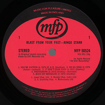 Ringo Starr - BLAST FROM YOUR PAST (Music For Pleasure MFP 50524) – label, side 1