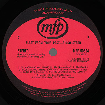 Ringo Starr - BLAST FROM YOUR PAST (Music For Pleasure MFP 50524) – label, side 2